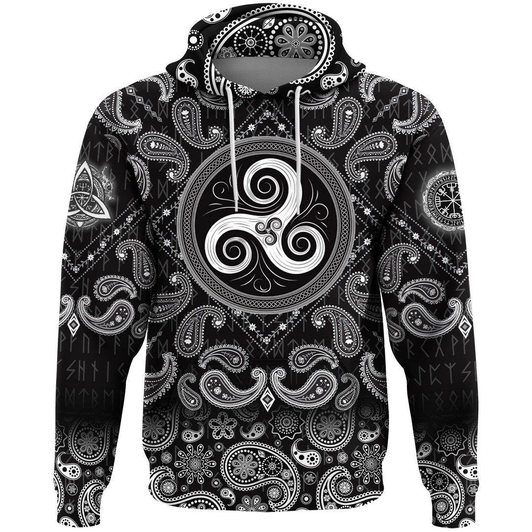Viking Hoodie Mainly Associated With Life Cycle with Bandana Paisley Style RLT12