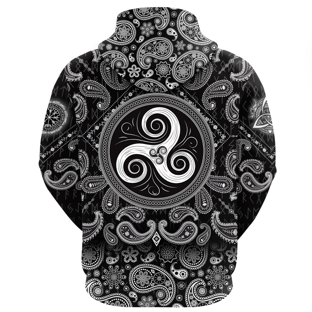 Viking Hoodie Mainly Associated With Life Cycle with Bandana Paisley Style RLT12