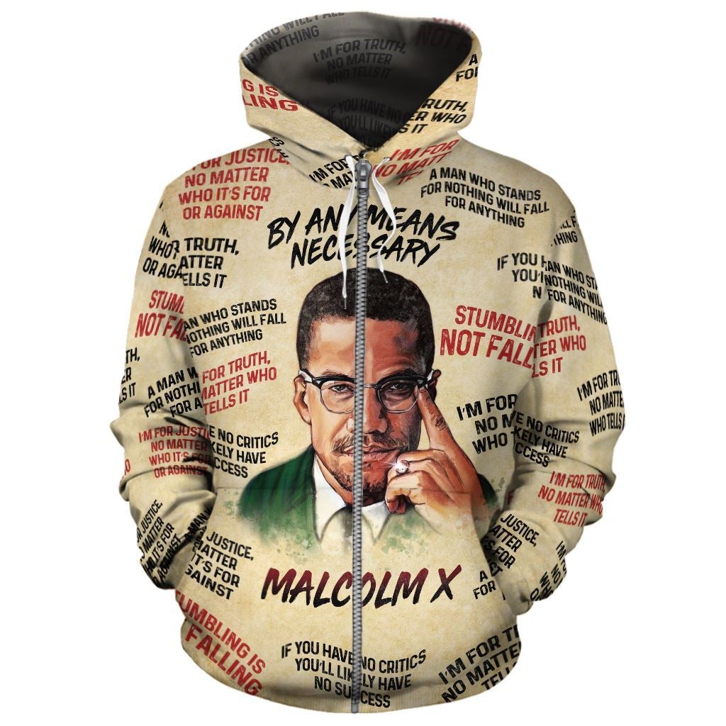 African Hoodie Malcolm X The Leader Zip Hoodie