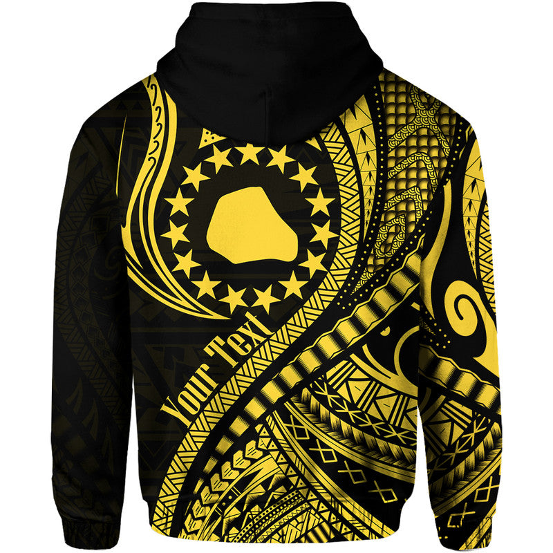 Custom Personalised Mangaia Cook Islands Hoodie Gold Polynesian Wave Style LT9