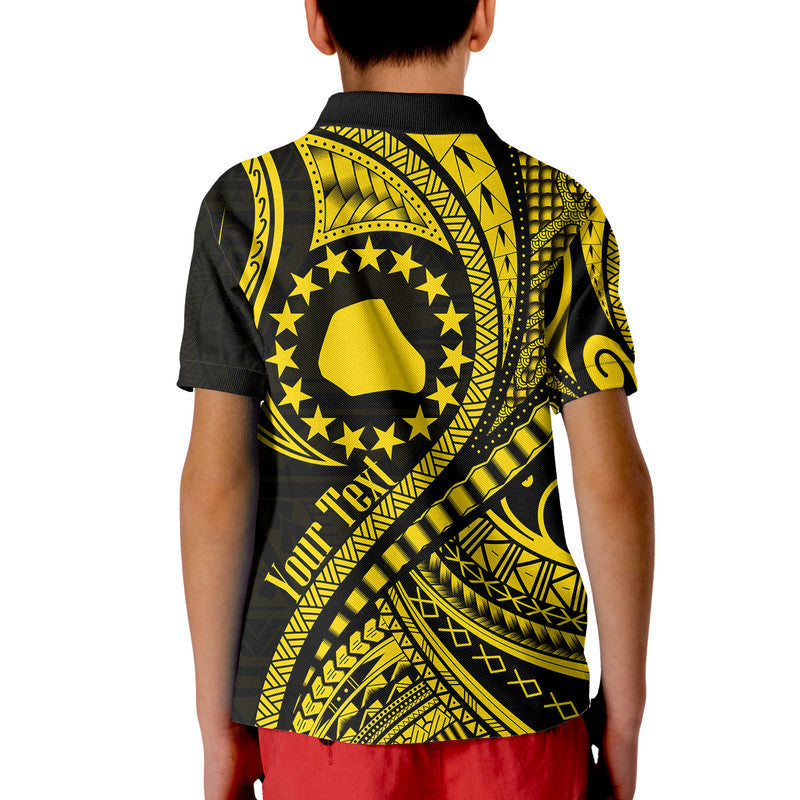 Custom Mangaia Cook Islands Polo Shirt Gold Polynesian Wave Style LT9