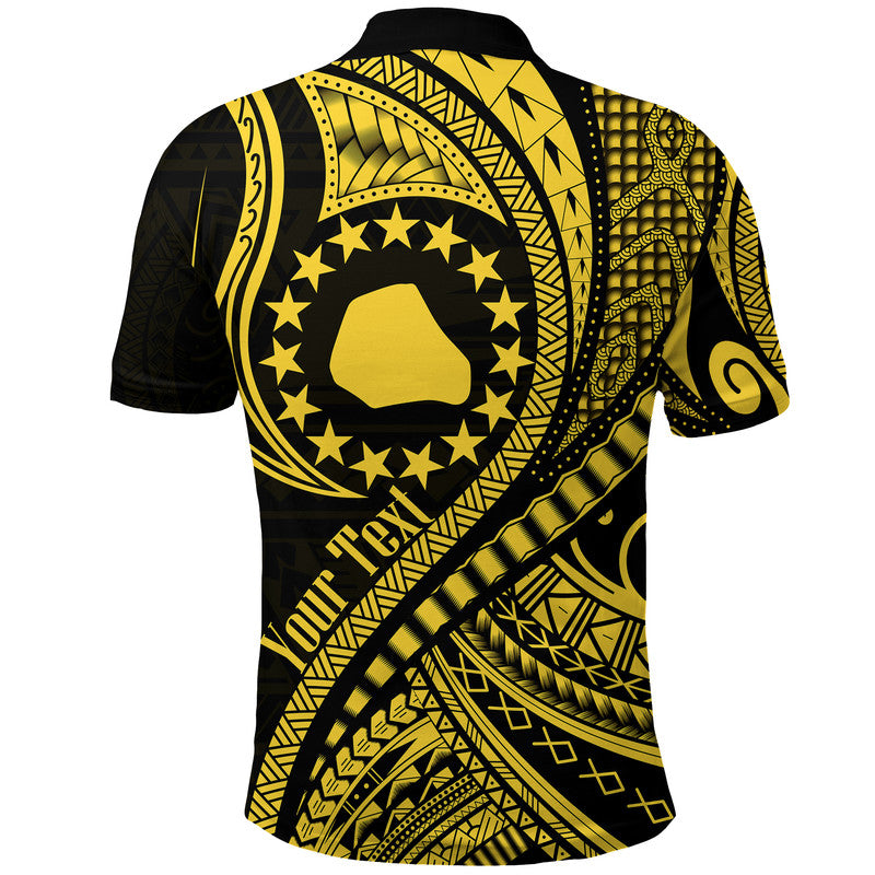 Custom Mangaia Cook Islands Polo Shirt Gold Polynesian Wave Style LT9