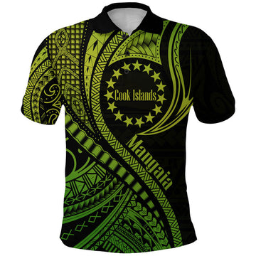 Custom Mangaia Cook Islands Polo Shirt Green Polynesian Wave Style LT9