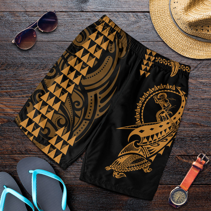 Hawaii Polynesian Warrior Kakau Men Shorts-Gold LT6