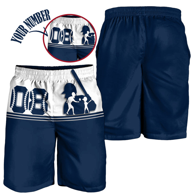 (Custom Personalised) Fathers Day - America Dad and Son Baseball Player Men Short - Blue No.2 LT9