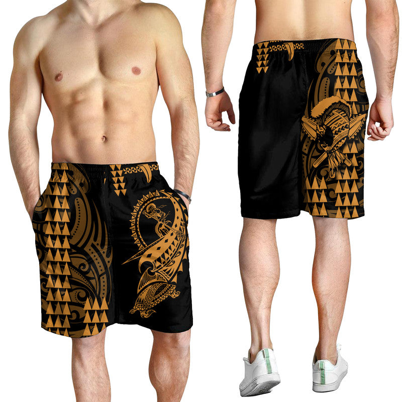 Hawaii Polynesian Warrior Kakau Men Shorts-Gold LT6