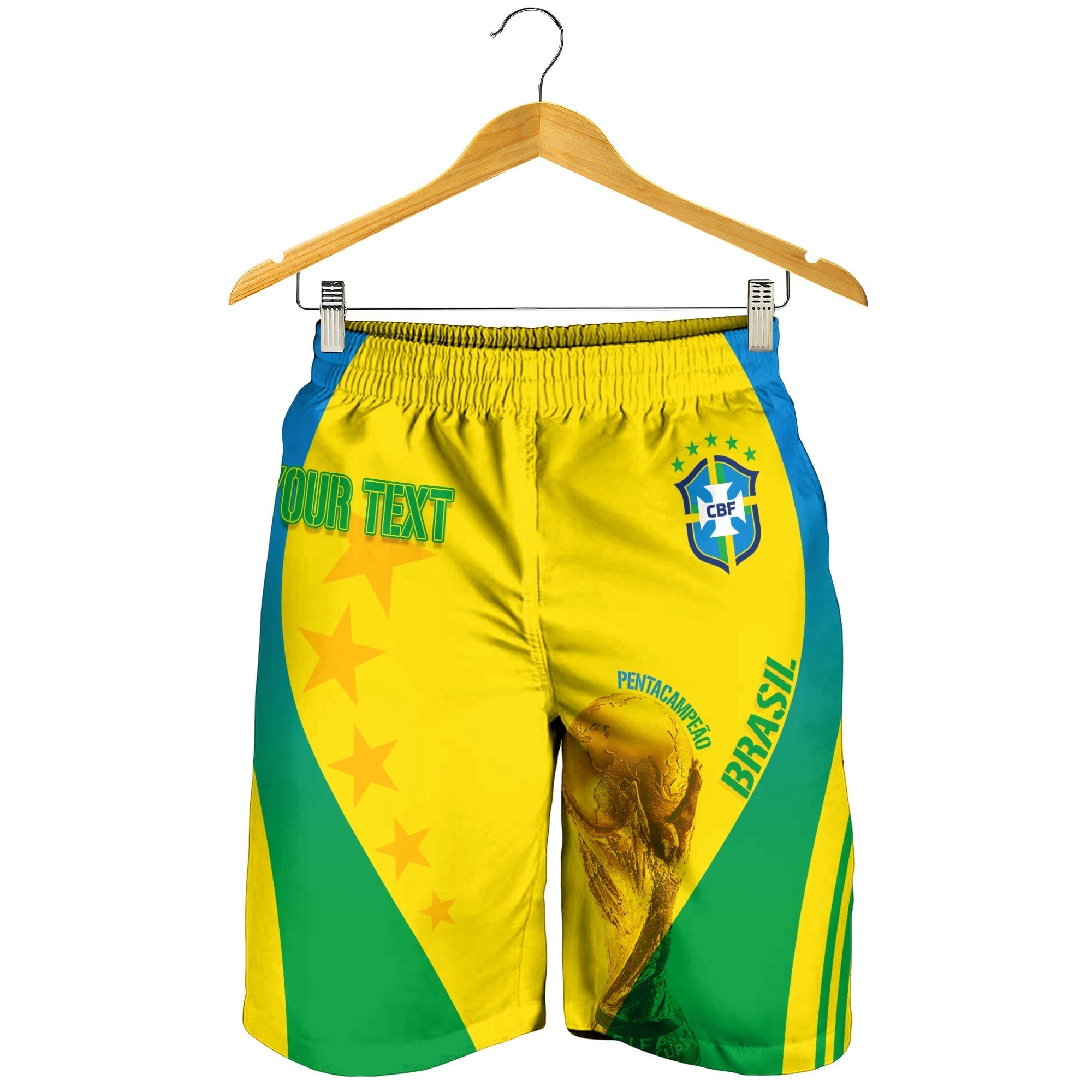 Personalised Brazil Men Shorts World Cup 2022 Pentacampe o LT7