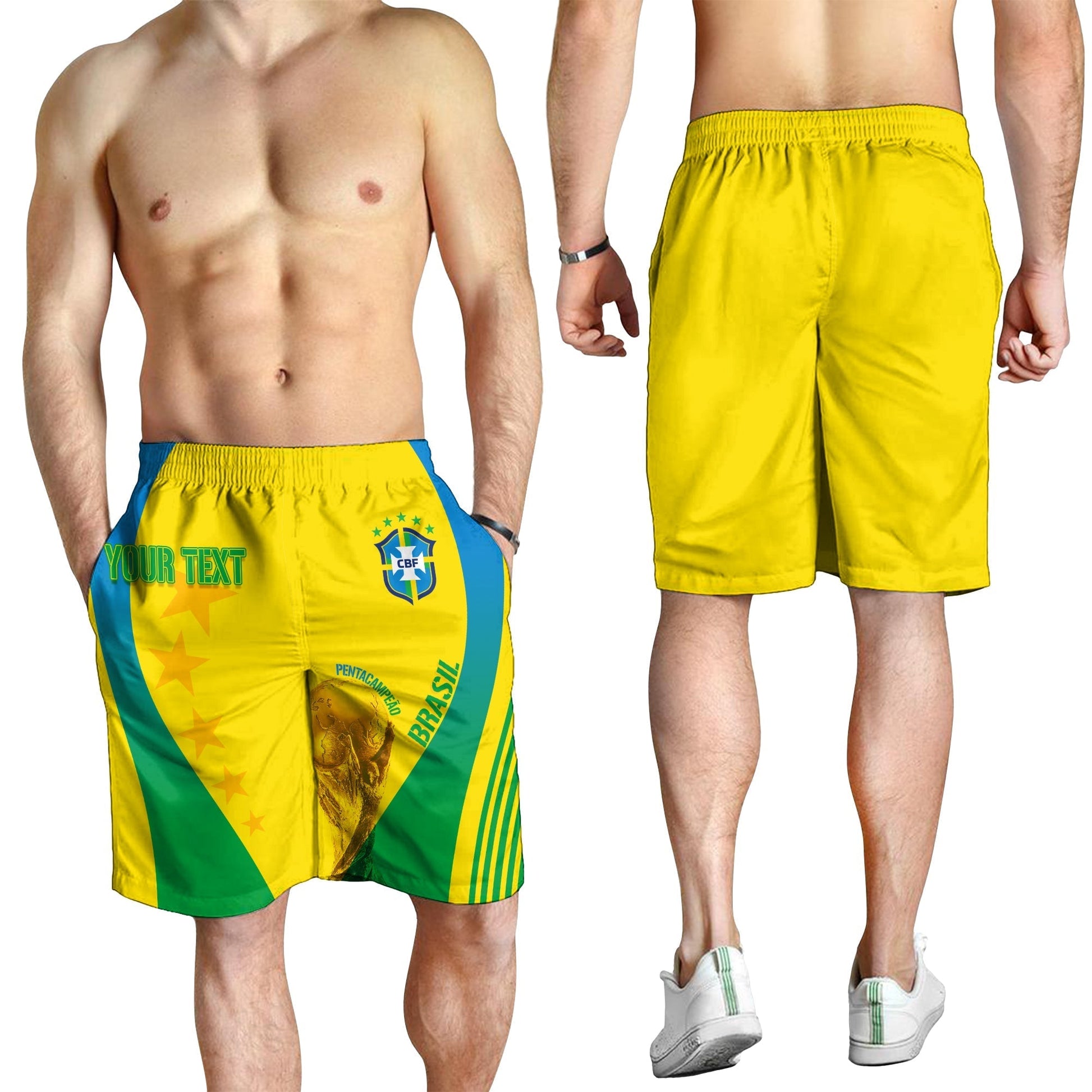 Personalised Brazil Men Shorts World Cup 2022 Pentacampe o LT7