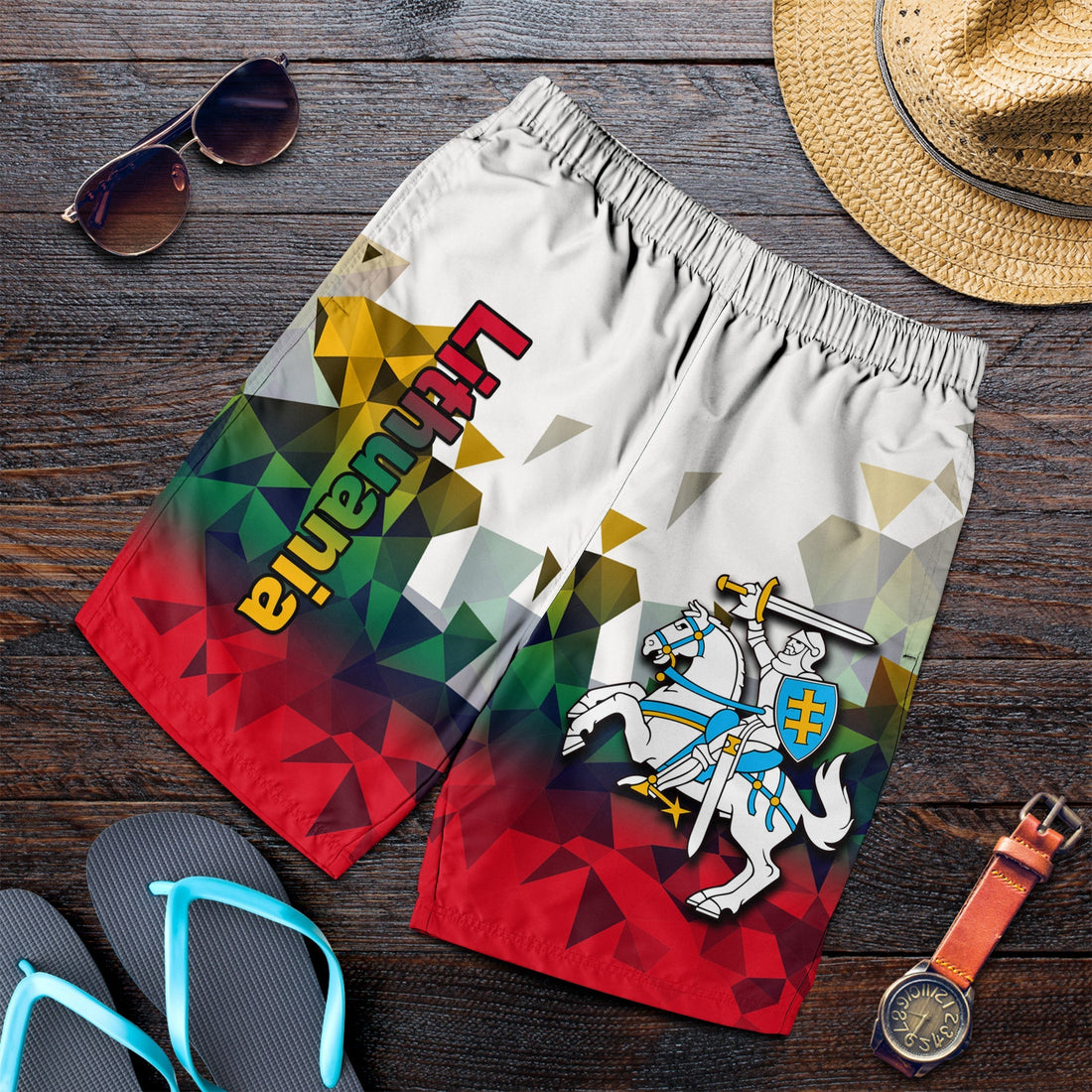 Lithuania Men Shorts Polygonal Template Style LT6