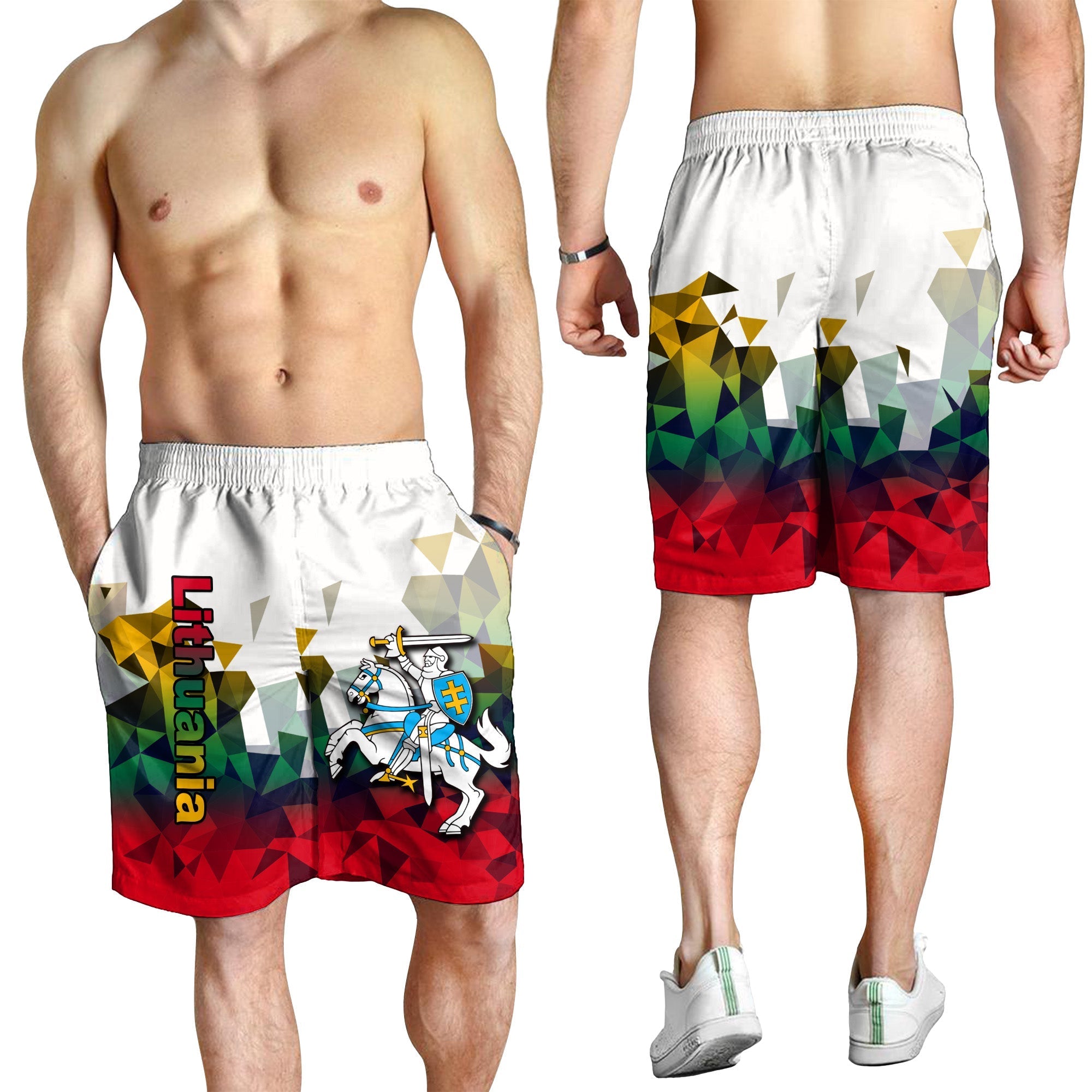 Lithuania Men Shorts Polygonal Template Style LT6