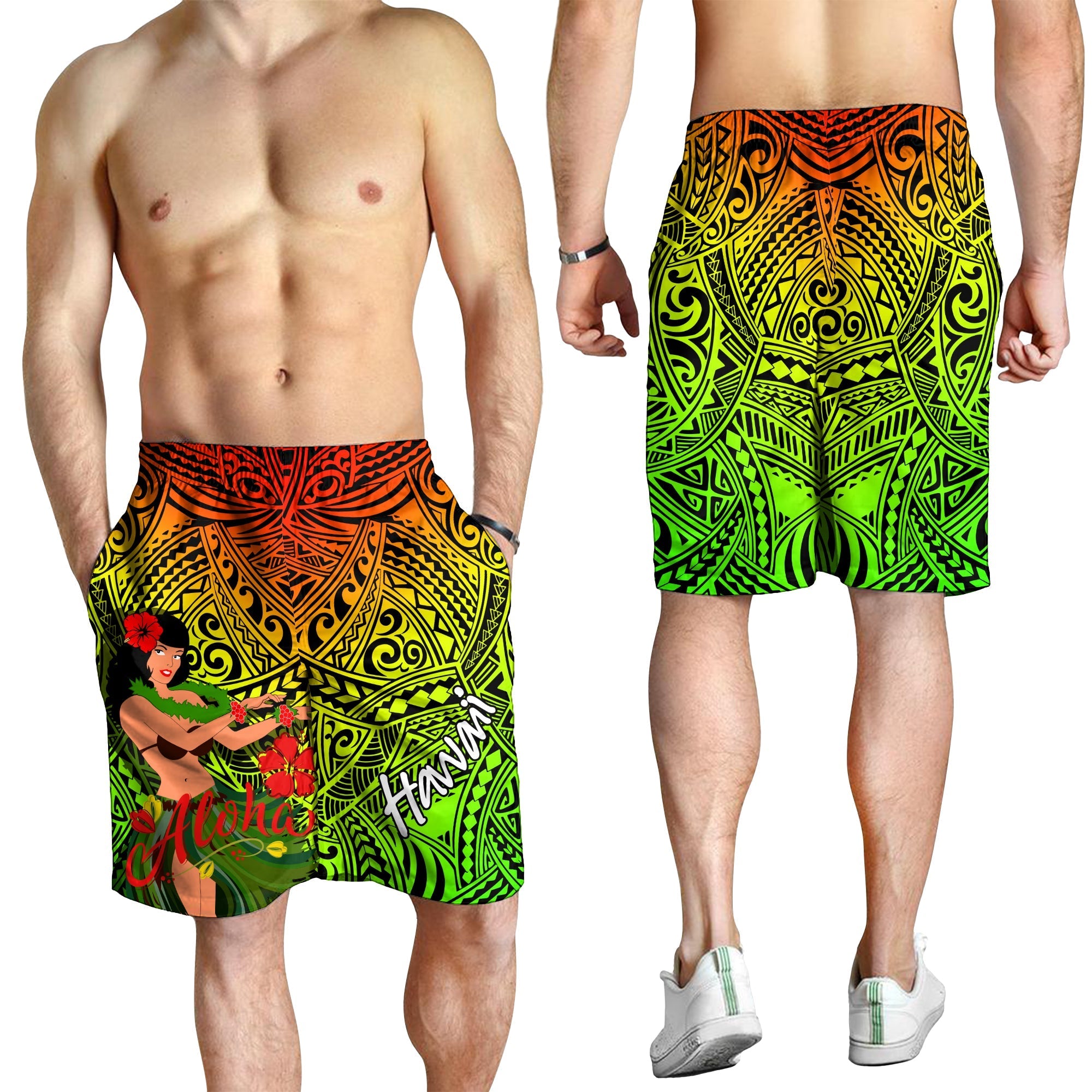 Hawaii Hula Girl Reggae Men Short LT2