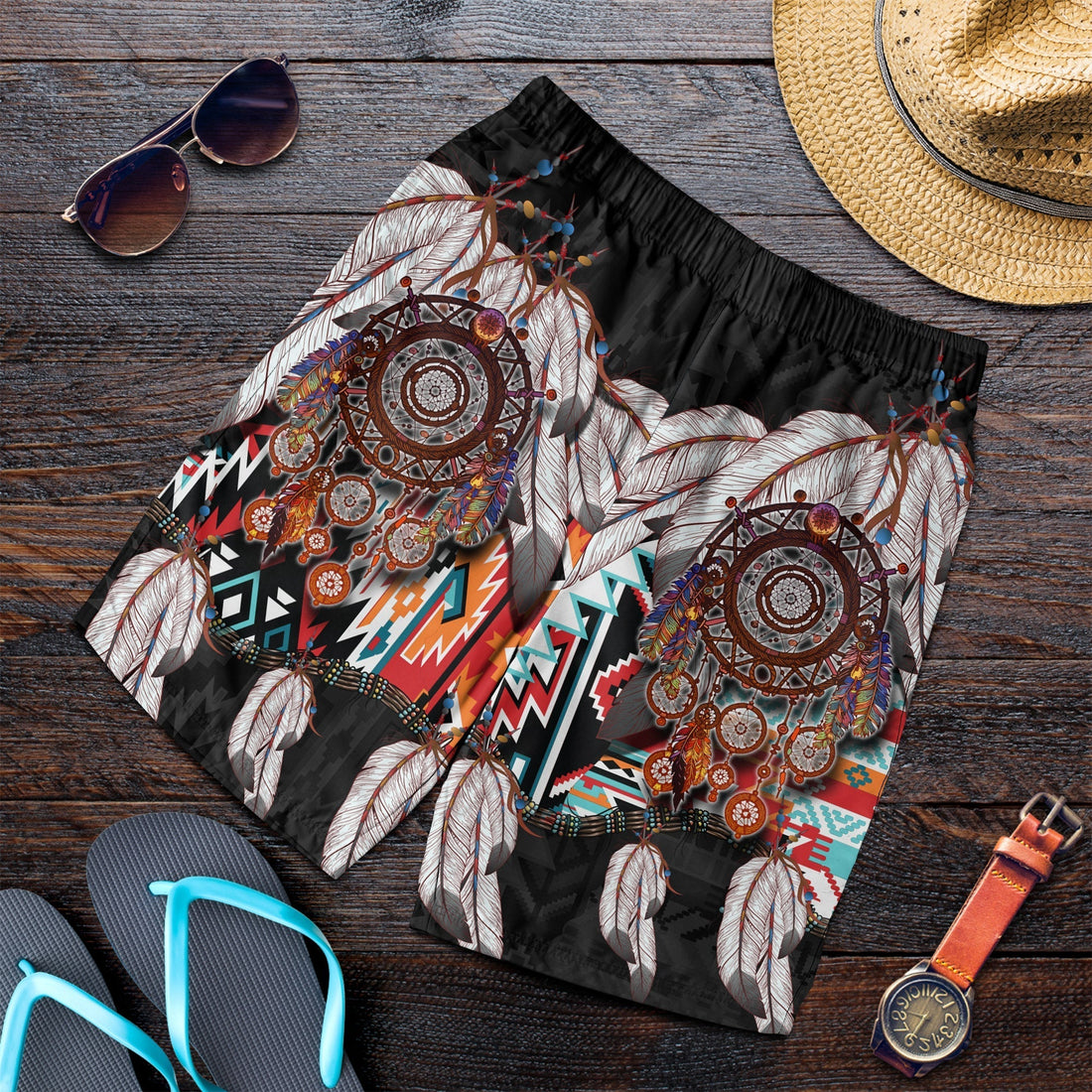 Native American Men Shorts Native Patterns Dreamcatcher LT6