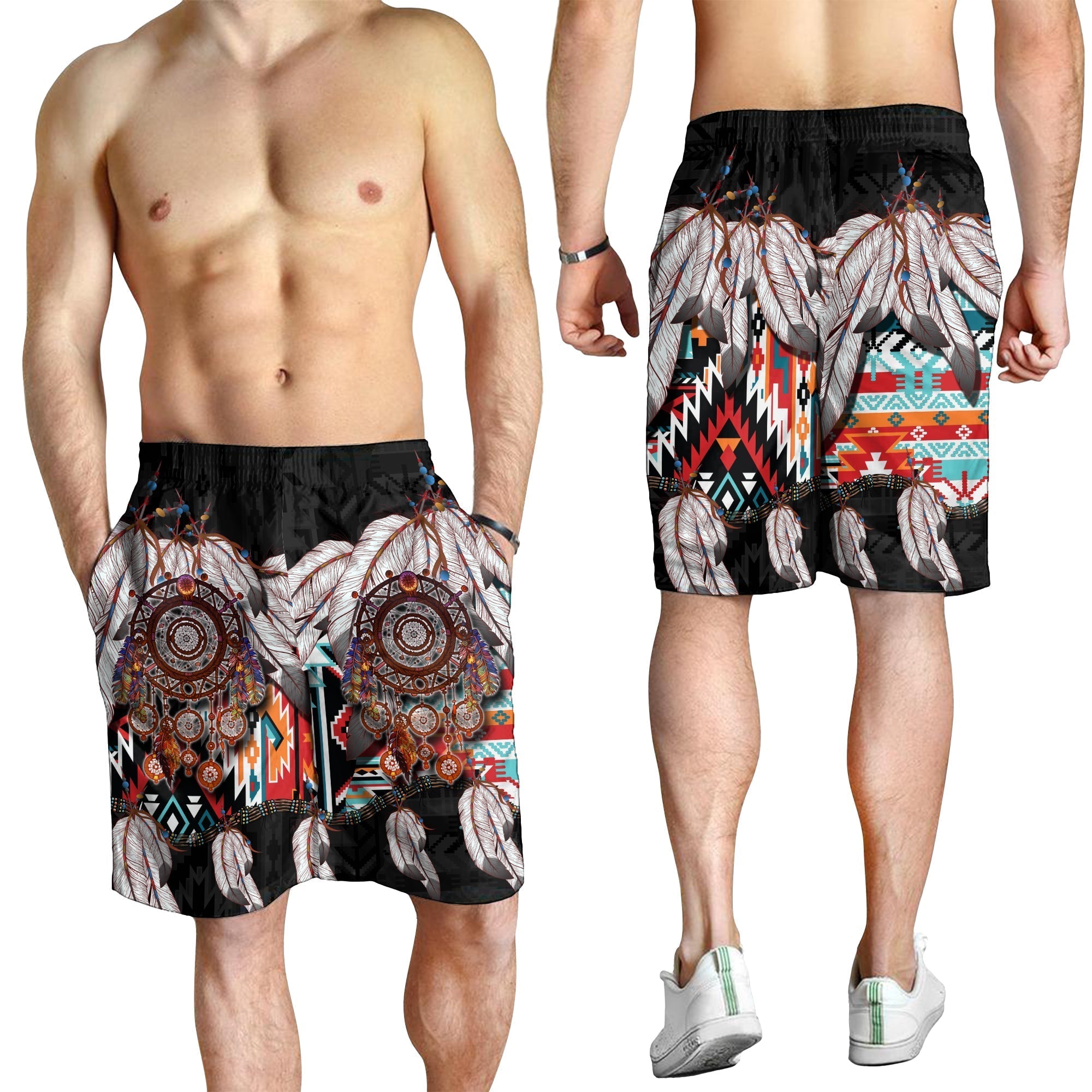 Native American Men Shorts Native Patterns Dreamcatcher LT6