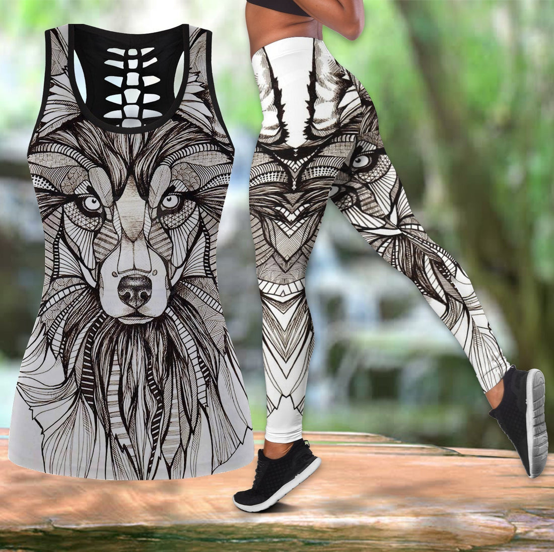 Native American Hollow Tanktop Leggings Set 84 LT10