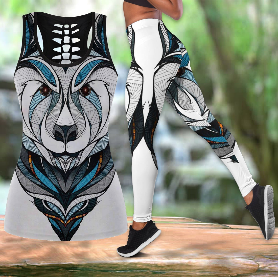 Native American Hollow Tanktop Leggings Set 85 LT10