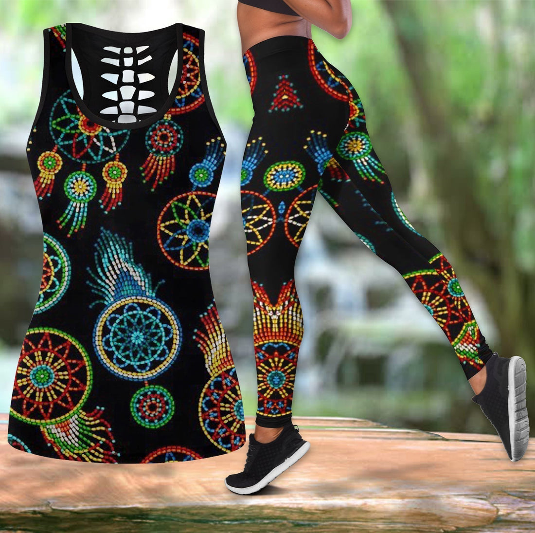 Native American Hollow Tanktop Leggings Set 42 LT10