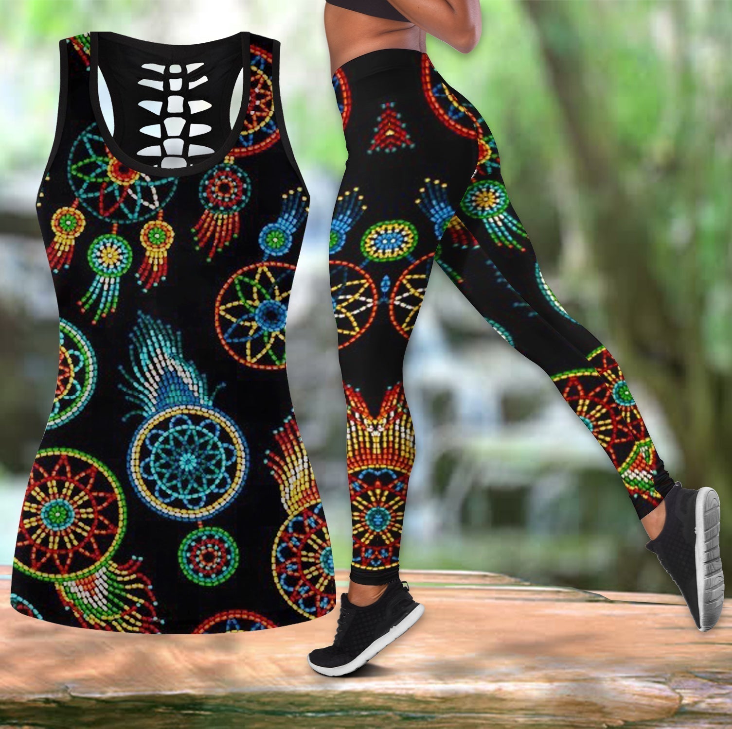 Native American Hollow Tanktop Leggings Set 42 LT10