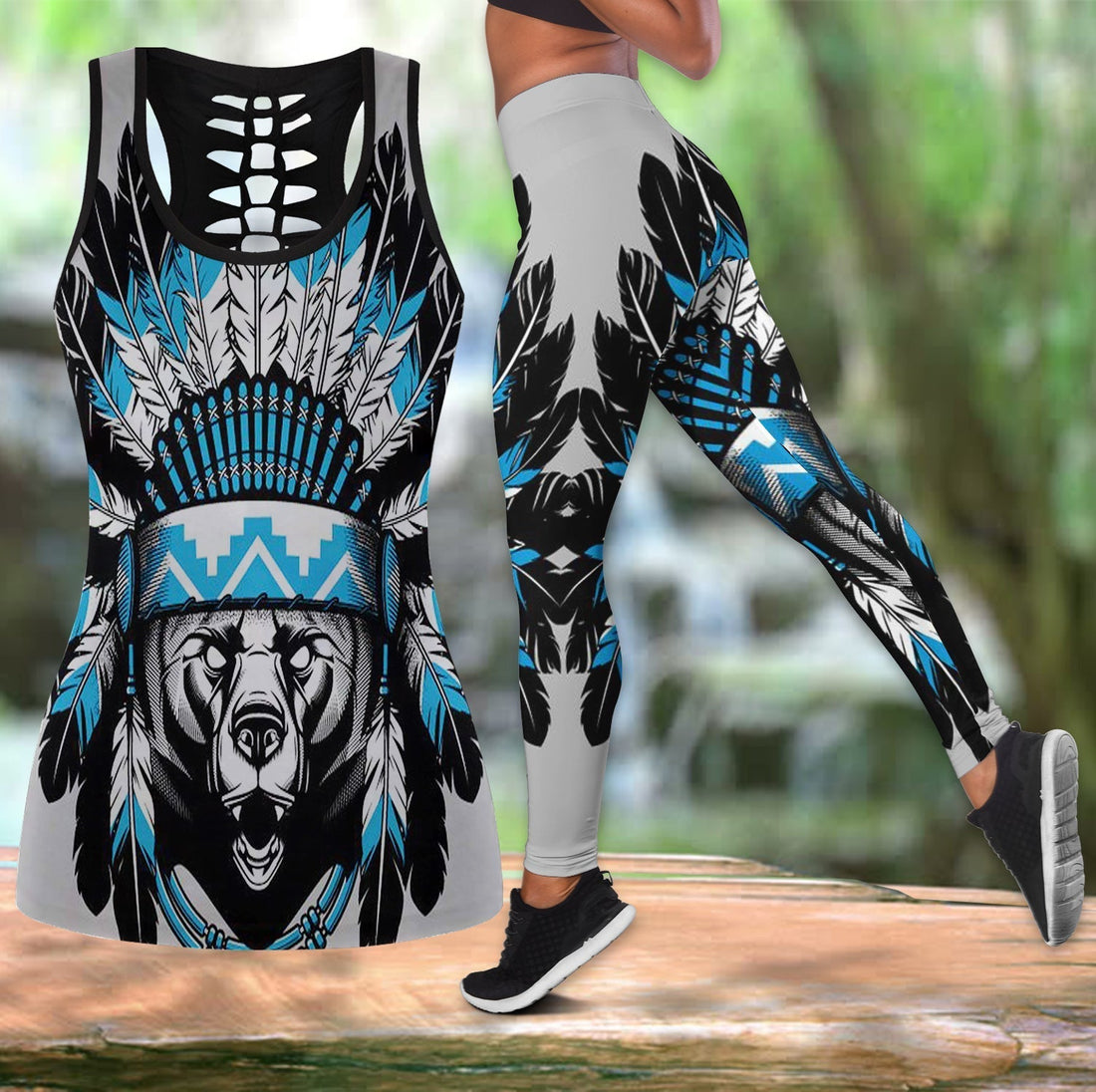Native American Hollow Tanktop Leggings Set 96 LT10