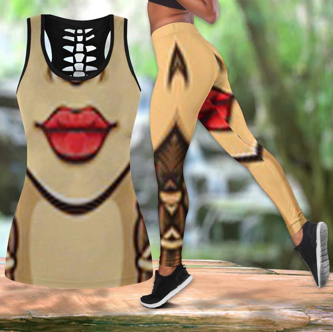 Native American Hollow Tanktop Leggings Set 109 LT10
