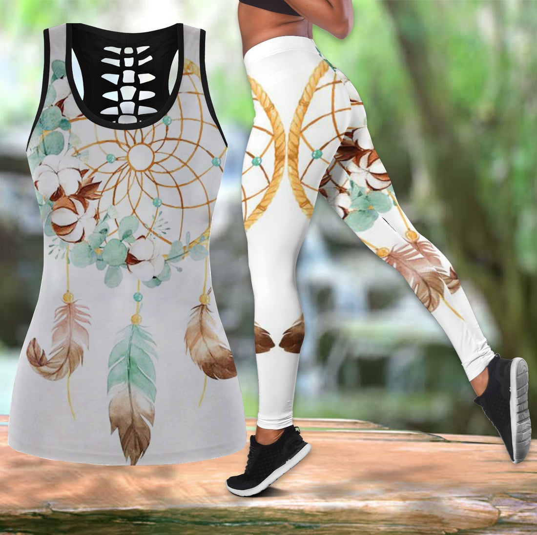 Native American Hollow Tanktop Leggings Set 45 LT10
