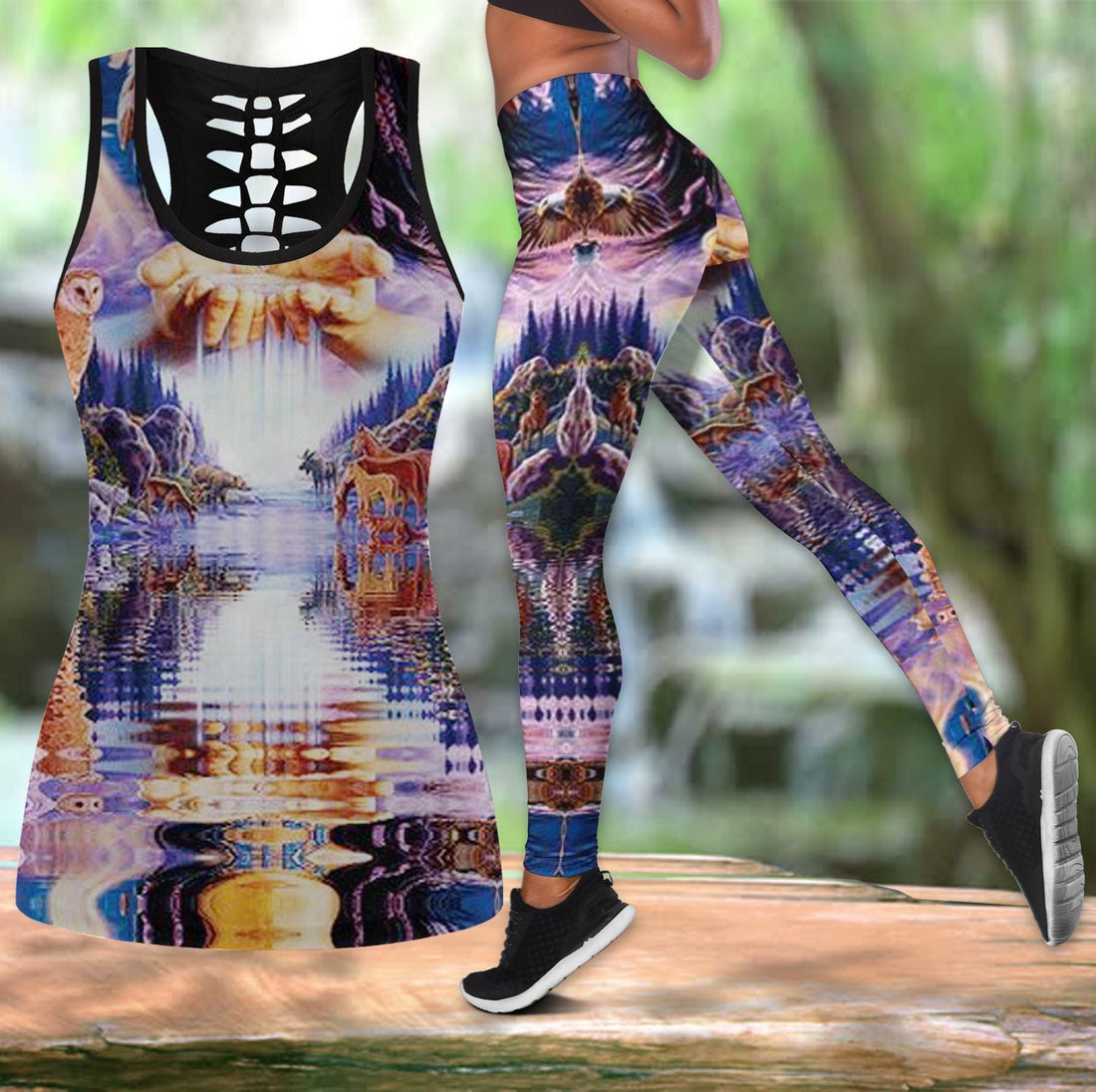 Native American Hollow Tanktop Leggings Set 51 LT10
