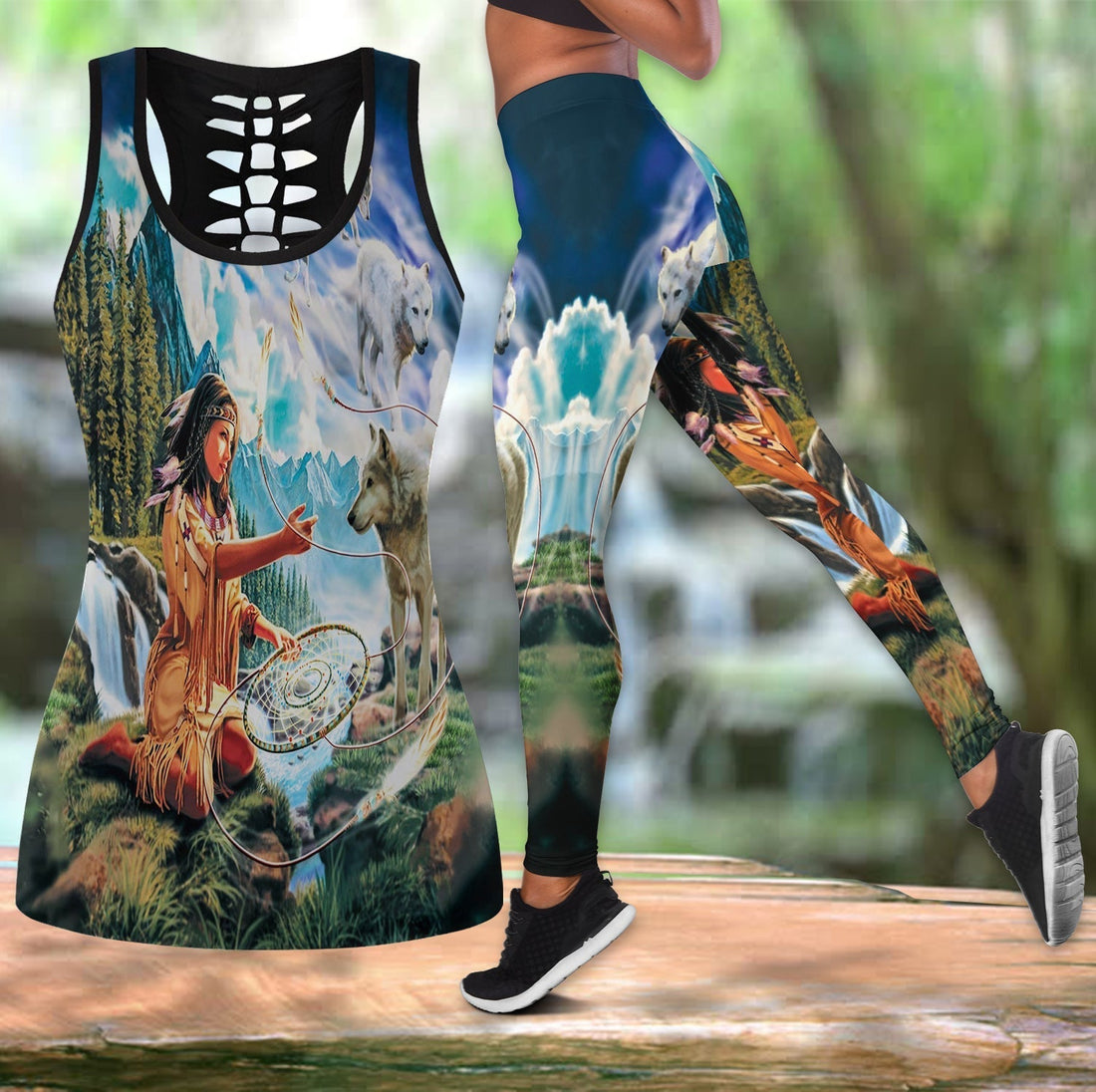 Native American Hollow Tanktop Leggings Set 36 LT10