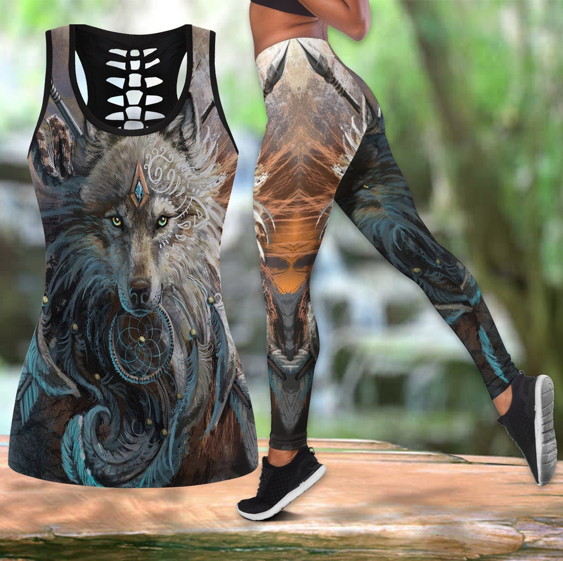 Native American Hollow Tanktop Leggings Set 54 LT10