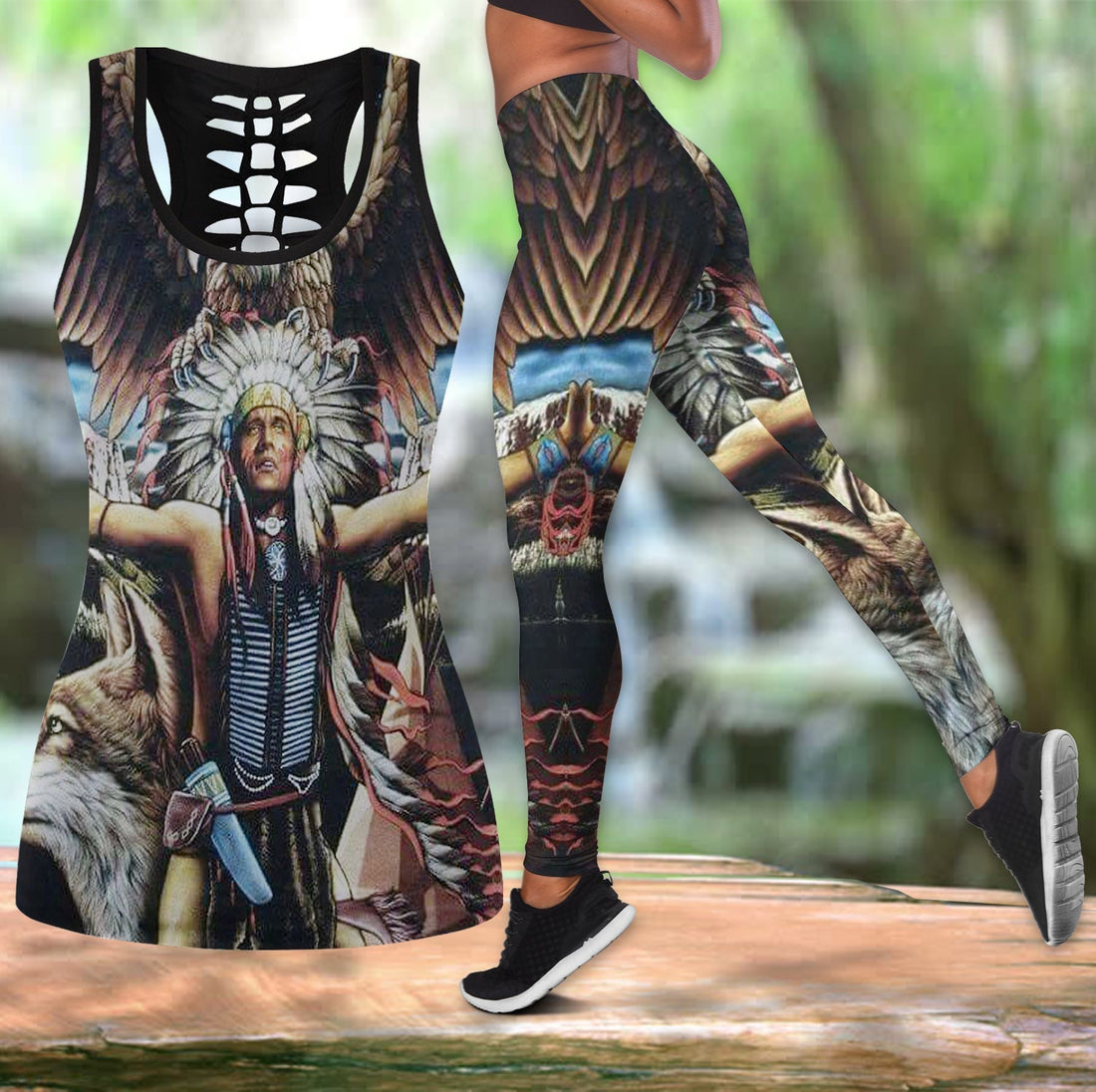 Native American Hollow Tanktop Leggings Set 64 LT10