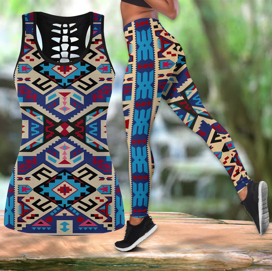 Southwest Green Symbol Native American Tank Top and Leggings Set ORGN LT10