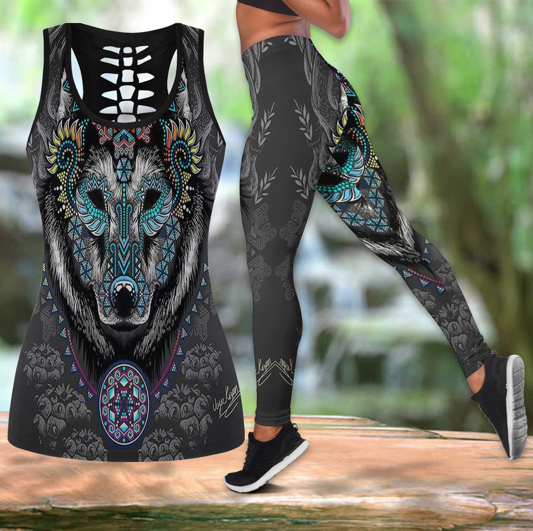 Native American Hollow Tanktop Leggings Set 65 LT10