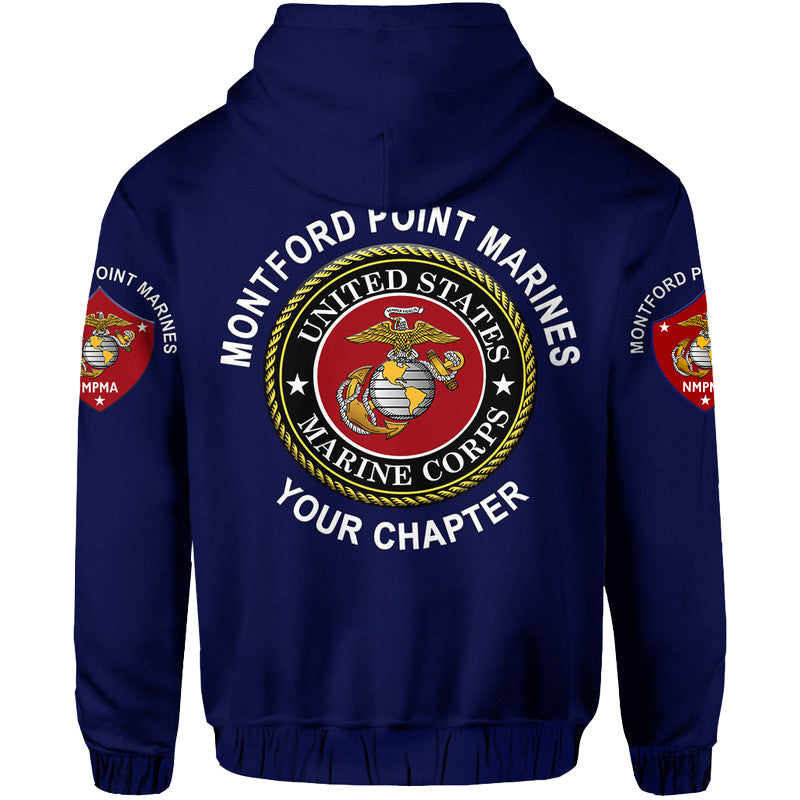 Custom Montford Point Marines Hoodie African American Marine Corps Original Navy Blue LT8