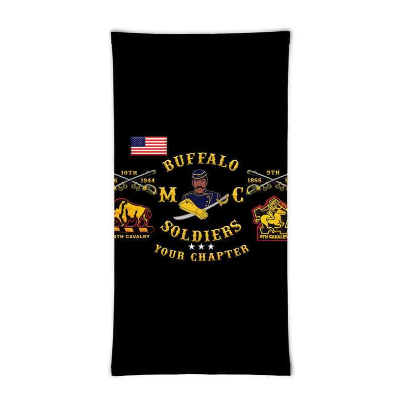 (Custom Personalised) Buffalo Soldiers Motorcycle Club BSMC Neck Gaiters - Black LT8