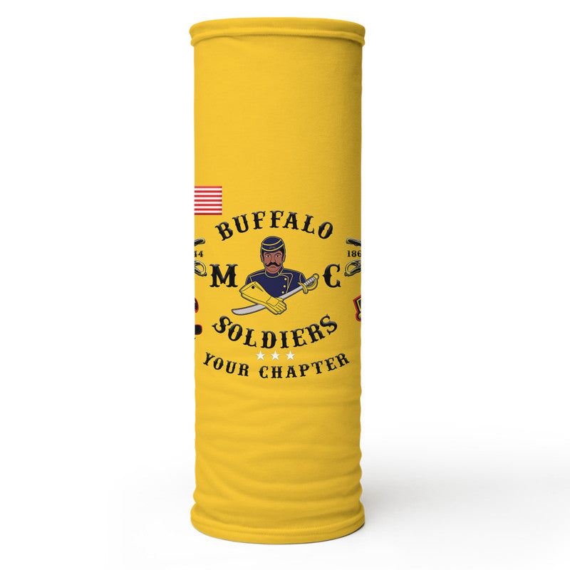 (Custom Personalised) Buffalo Soldiers Motorcycle Club BSMC Neck Gaiters - Gold LT8