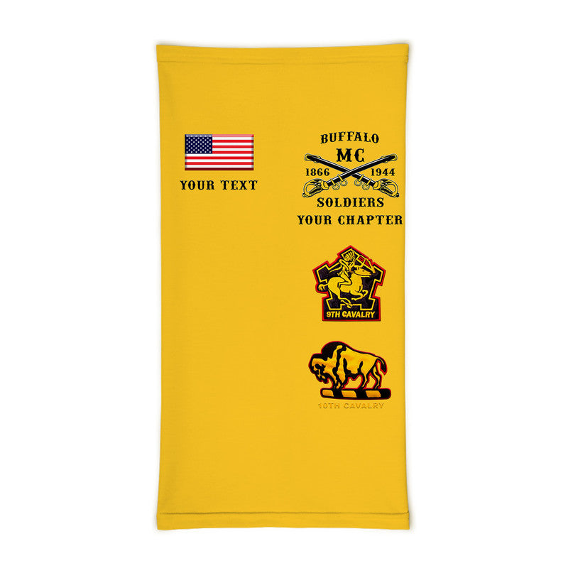 (Custom Personalised) Buffalo Soldiers Motorcycle Club BSMC Neck Gaiters Original Style - Gold LT8