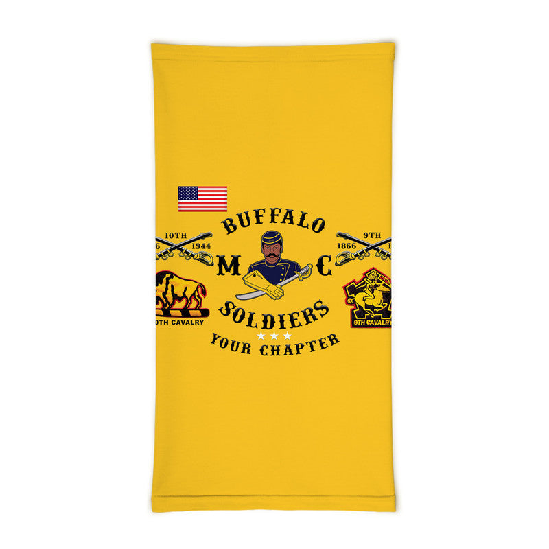 (Custom Personalised) Buffalo Soldiers Motorcycle Club BSMC Neck Gaiters - Gold LT8