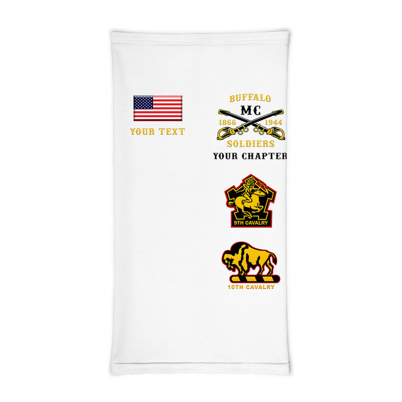 (Custom Personalised) Buffalo Soldiers Motorcycle Club BSMC Neck Gaiters Original Style - White LT8