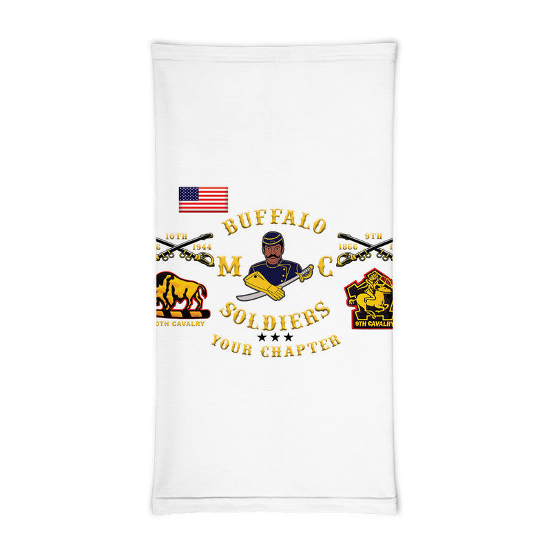 (Custom Personalised) Buffalo Soldiers Motorcycle Club BSMC Neck Gaiters - White LT8