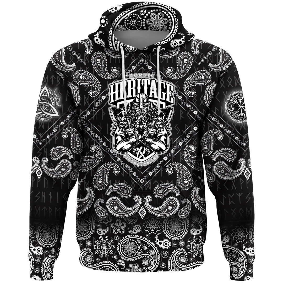 Viking Hoodie Nordic Hertitage with Bandana Paisley Style RLT12