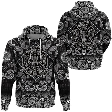 Viking Hoodie Norse God Loki with Bandana Paisley Style RLT12