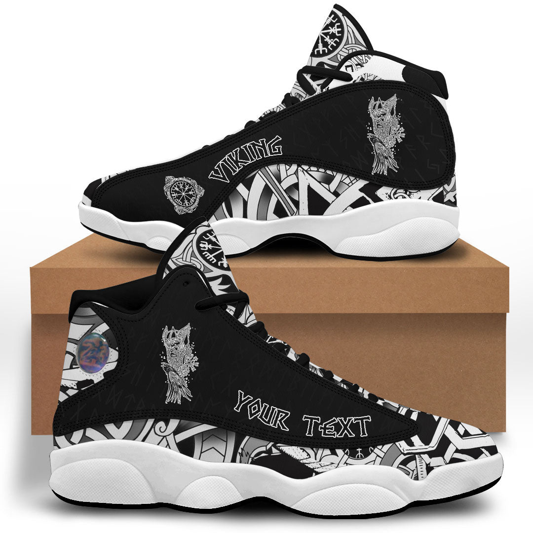 (Custom) Viking - Norse God Odin With Crows Graphic Celtic Ornament Warrior Sneakers J13 RLT12