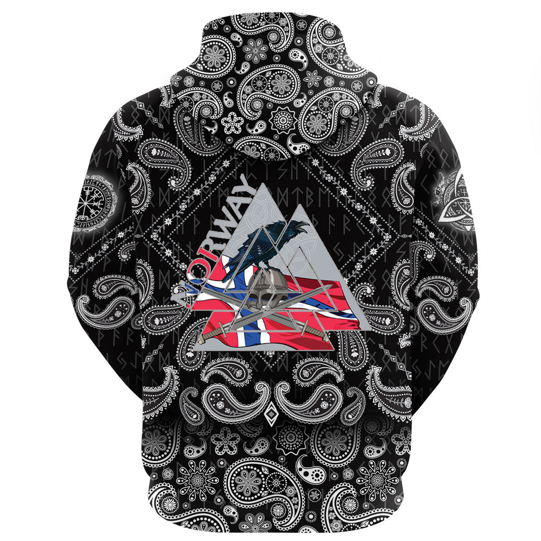 Viking Hoodie Norway Valknut with Bandana Paisley Style RLT12