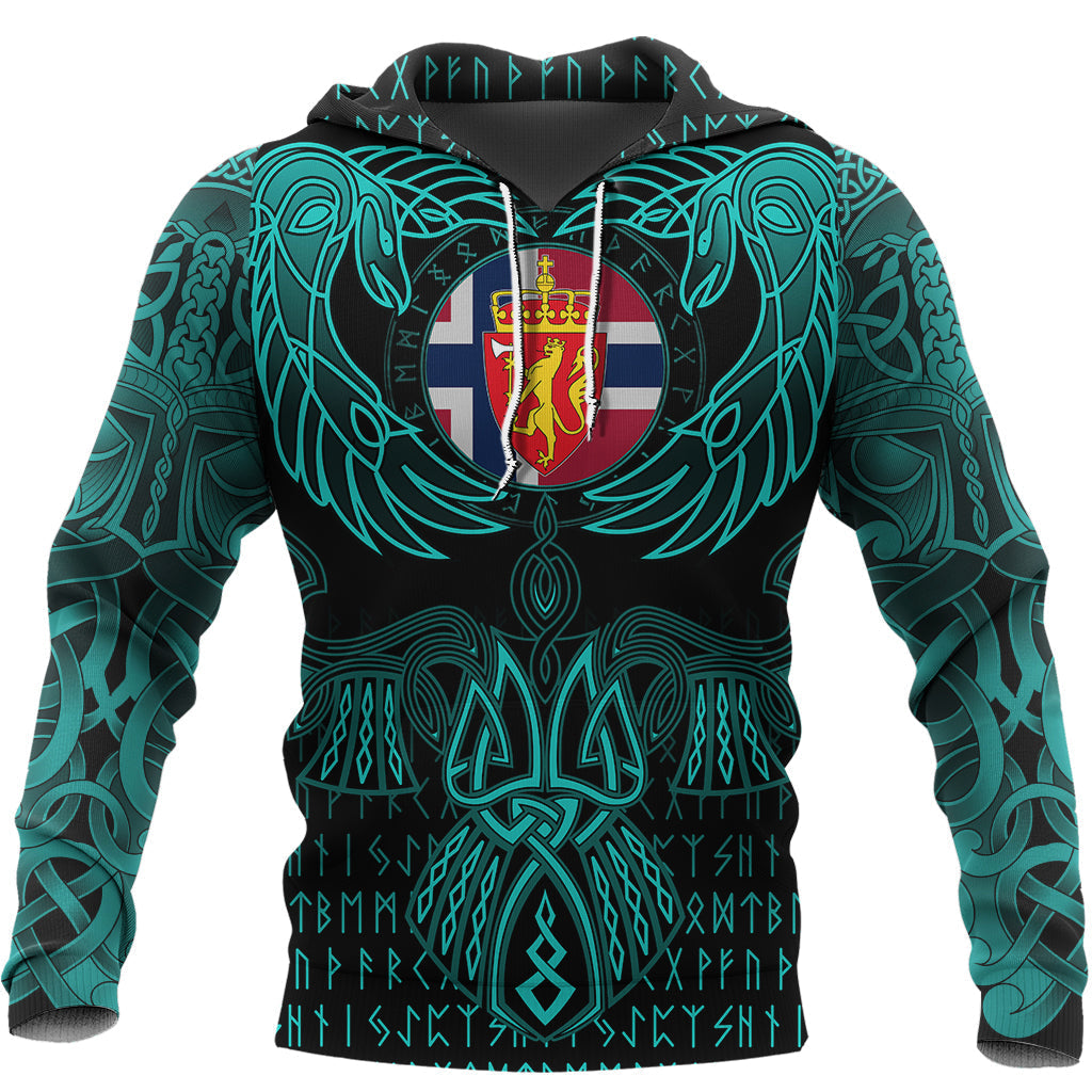 Viking Sami Hoodie Valknut of Odin Cyan RLT12