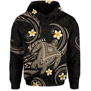Custom Hawaii Hoodie Hawaiian Turtle Plumeria Mixed Polynesian Nude Style LT9