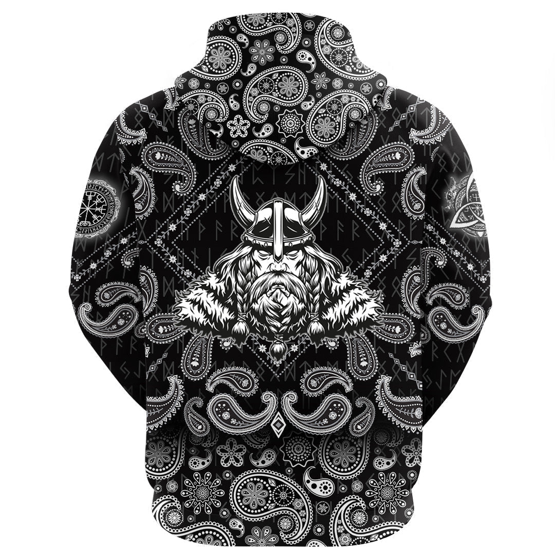 Viking Hoodie Odin Vintage Concept with Bandana Paisley Style RLT12