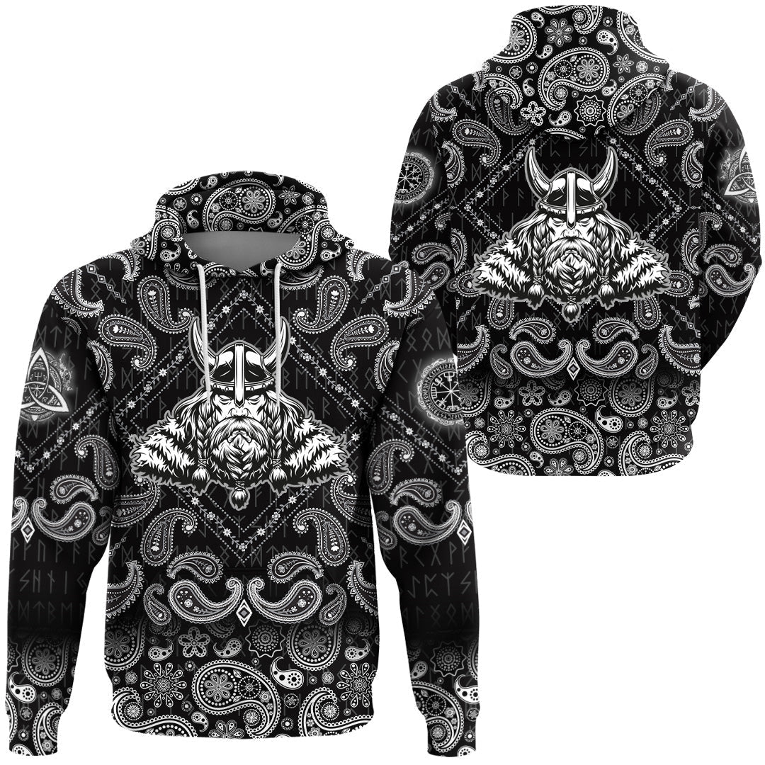 Viking Hoodie Odin Vintage Concept with Bandana Paisley Style RLT12
