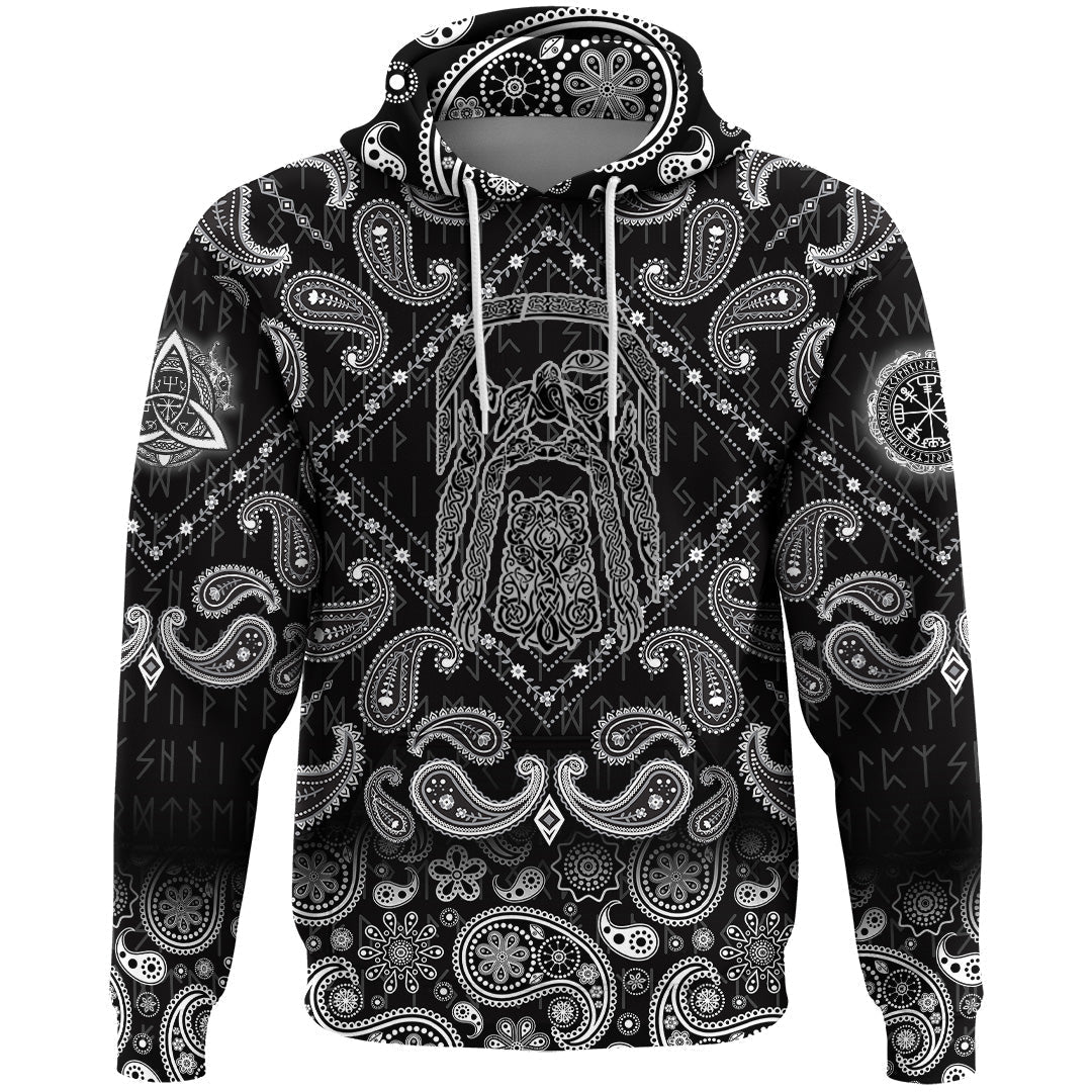 Viking Hoodie Odin Wutan with Bandana Paisley Style RLT12