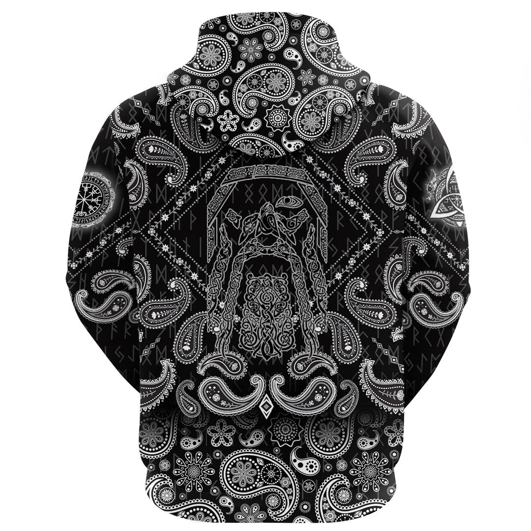 Viking Hoodie Odin Wutan with Bandana Paisley Style RLT12
