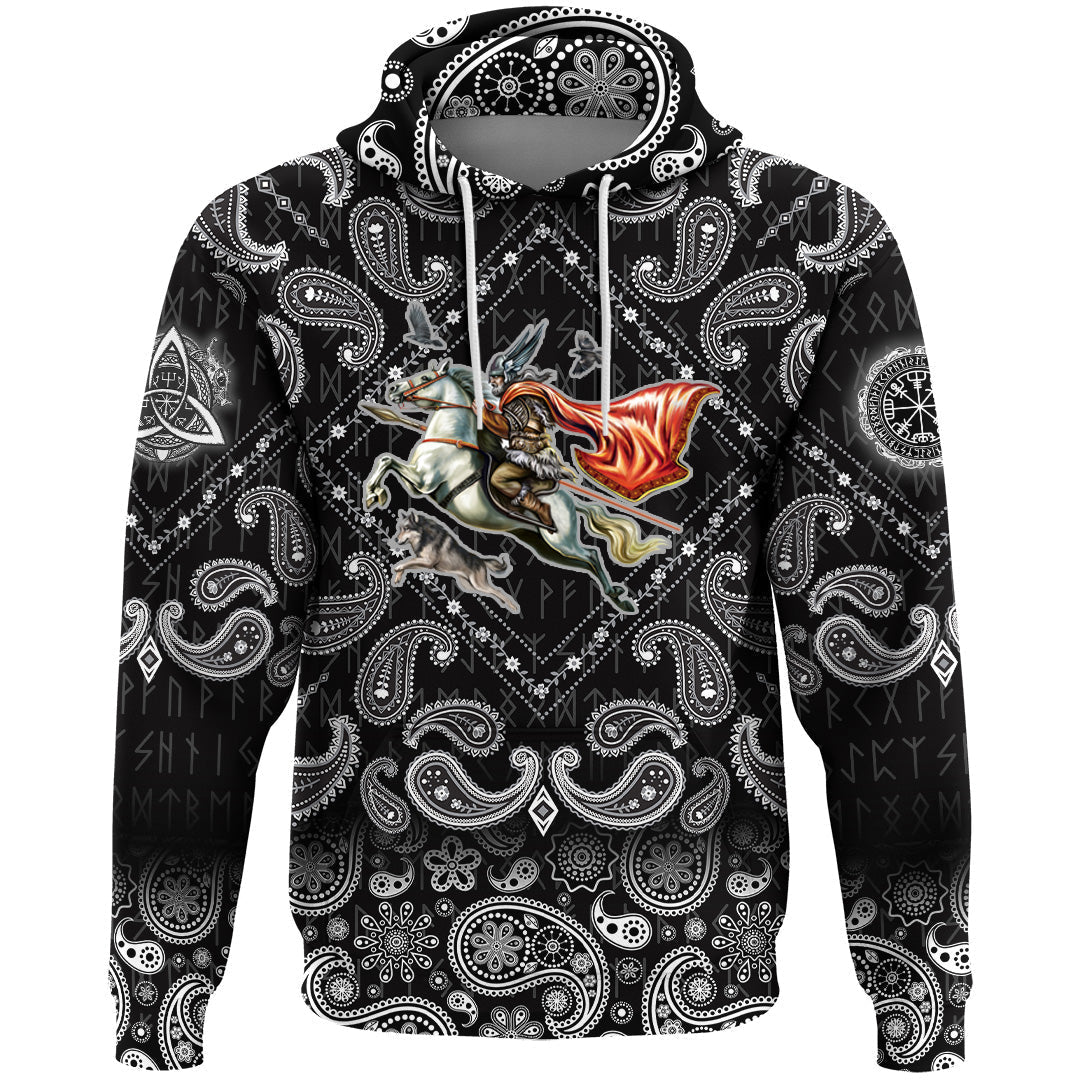 Viking Hoodie Odin with Bandana Paisley Style RLT12