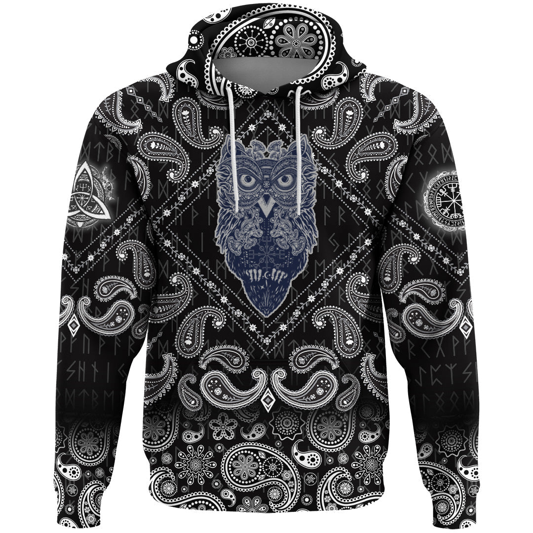 Viking Hoodie Owl Celtic Style with Bandana Paisley Style RLT12