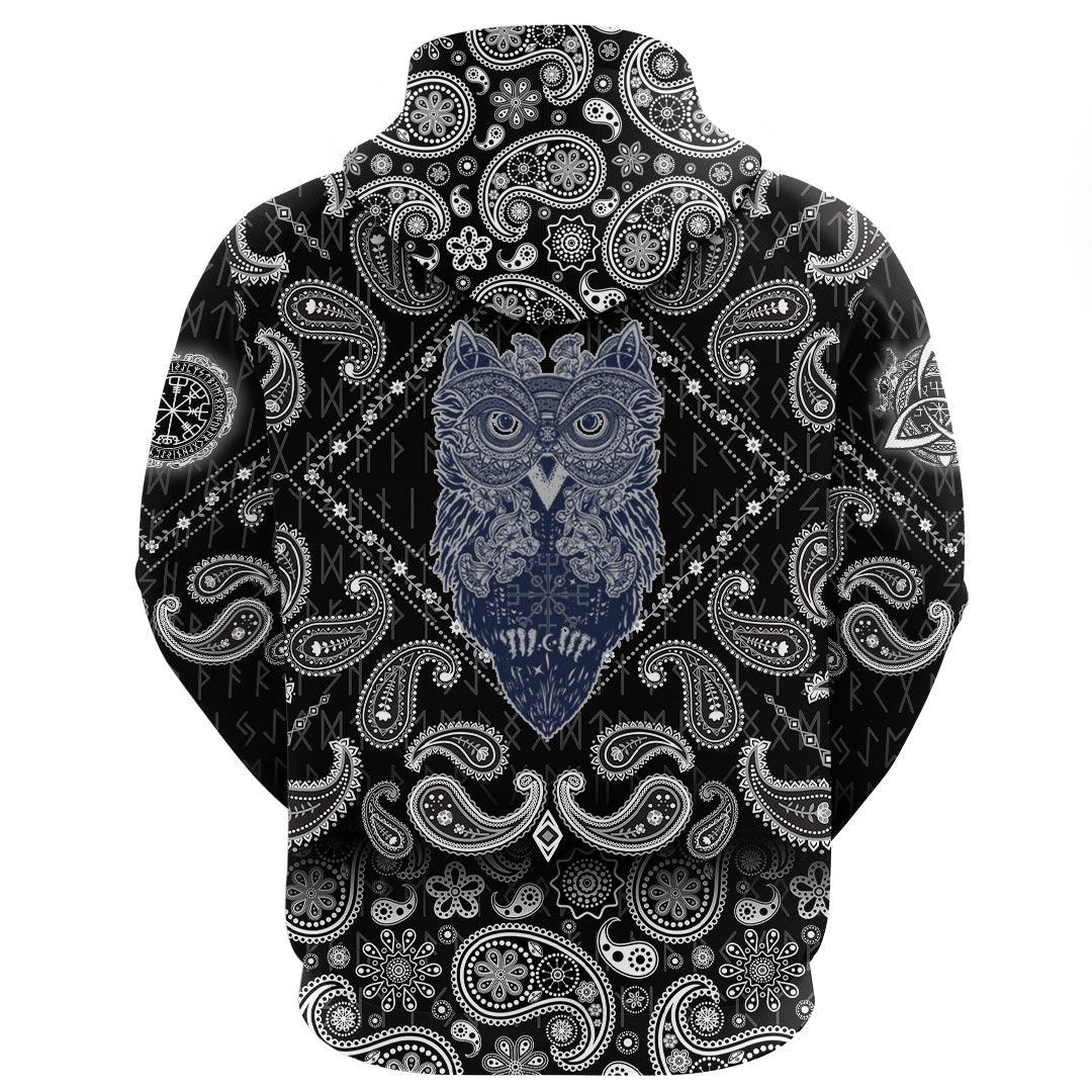 Viking Hoodie Owl Celtic Style with Bandana Paisley Style RLT12